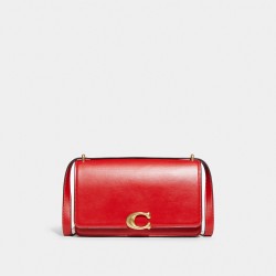 Coach Women Bandit Shoulder Bag Brass Bold Red